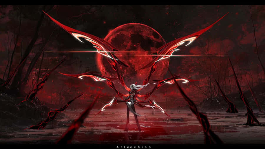 Arlecchino Dark Fantasy Scene Wallpaper