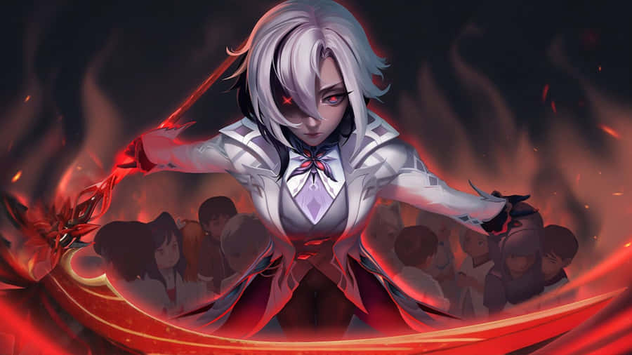 Arlecchino Fiery Battle Stance Wallpaper