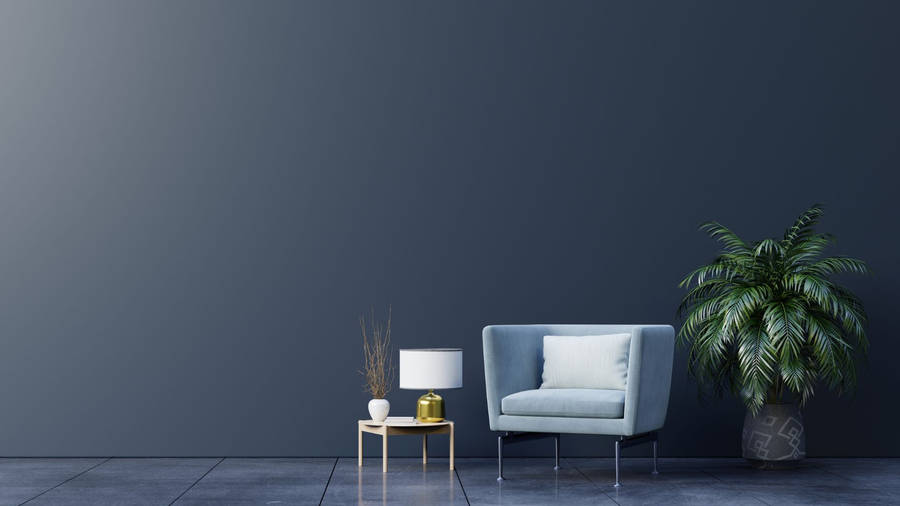 Armchair Furniture On Spacey Living Room Wallpaper