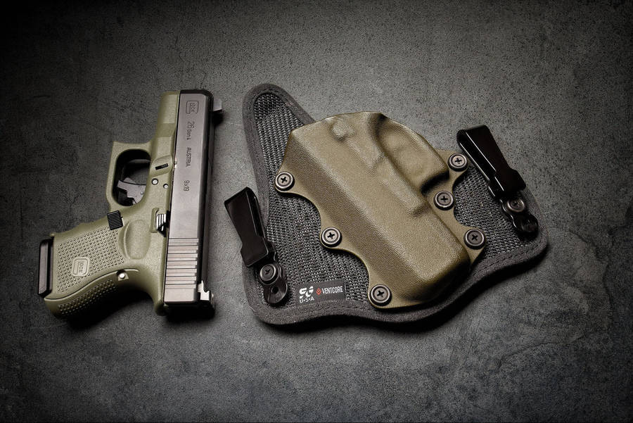 Army Green Glock With Holster Wallpaper