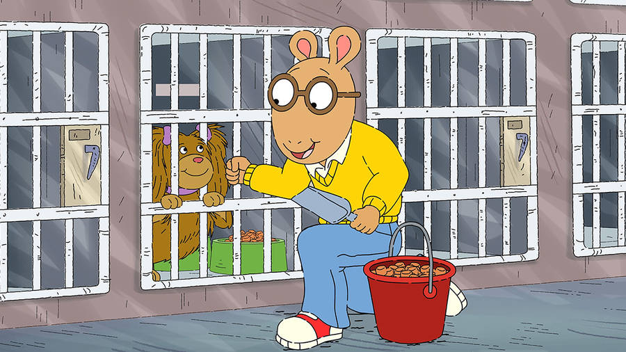 Arthur Read Feeding A Dog Wallpaper