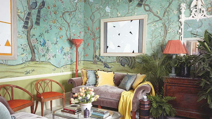 Artistic And Chic Living Area Wallpaper