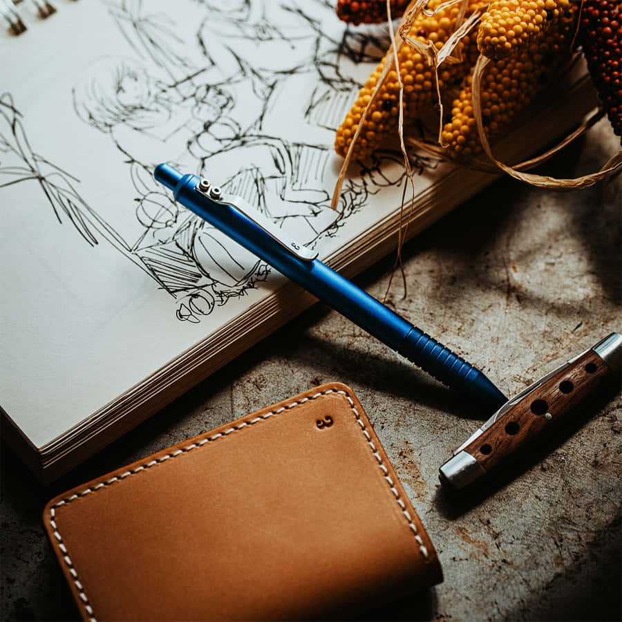 Artistic Composition Leather Wallet Sketchbook Corn Wallpaper