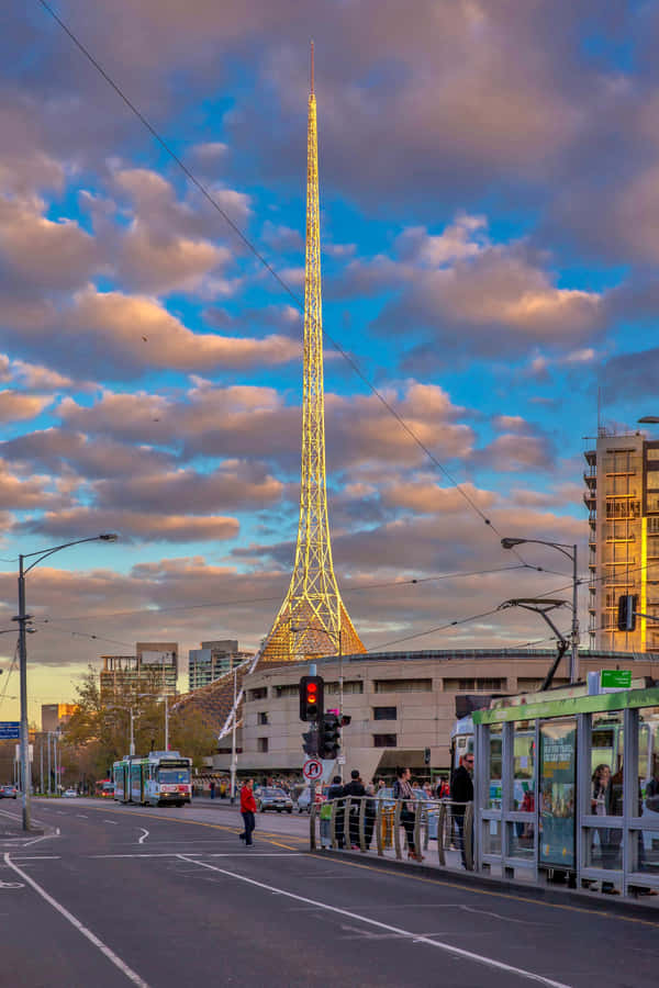 Arts Centre Melbourne Spireat Sunset Wallpaper