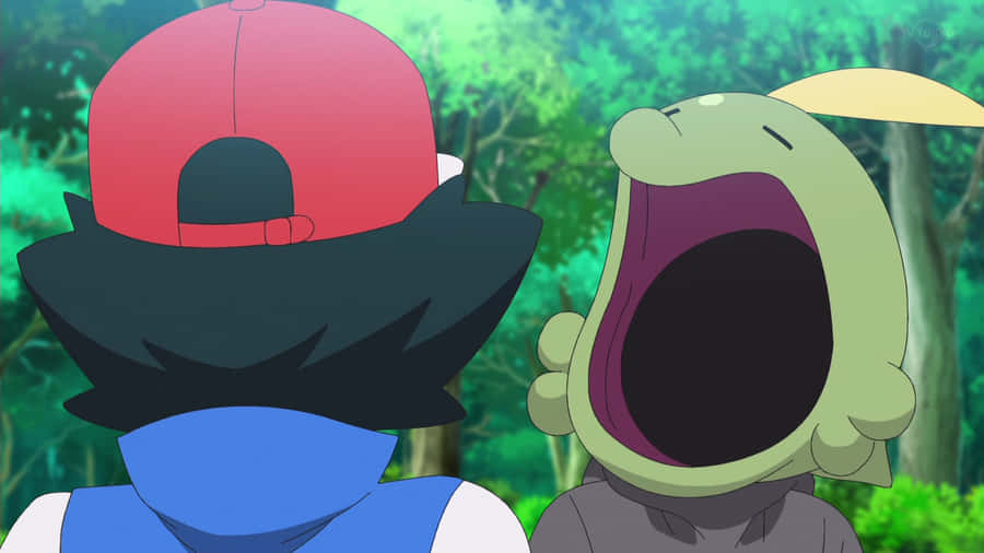 Ash Facing Gulpin Wallpaper