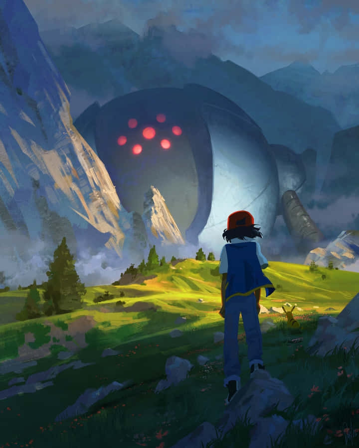 Ash Looking At Registeel Wallpaper