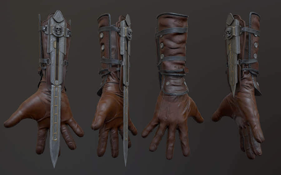Assassin's Creed Character Displaying Hidden Blades Wallpaper