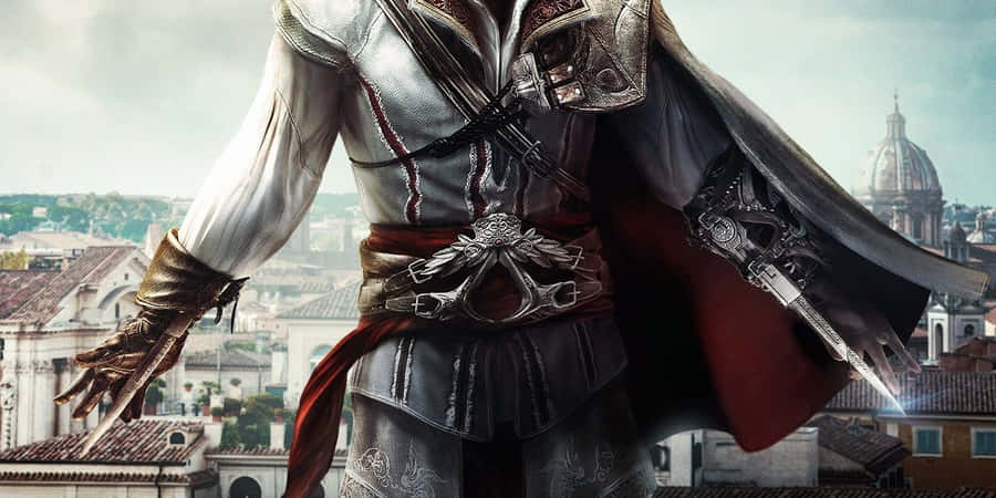 Assassin's Creed Hero Showcasing Hidden Blades Wallpaper