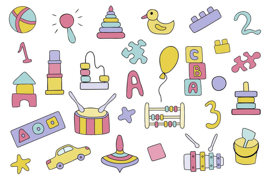 Assorted Educational Toys Illustration Wallpaper