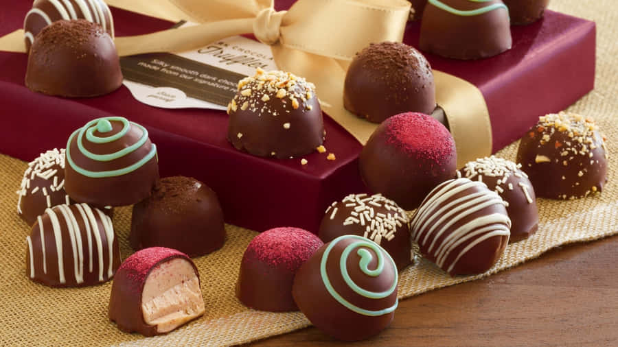 Assorted Gourmet Chocolate Box Wallpaper