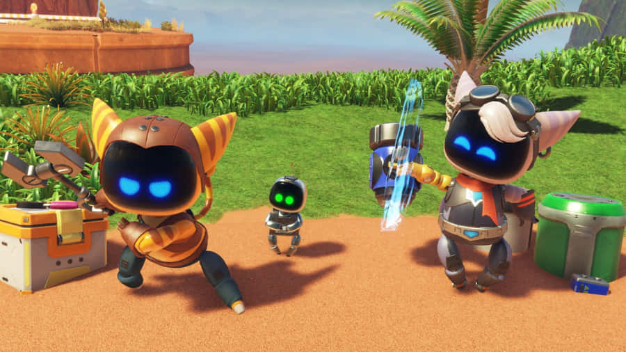 Astro Bot Adventure Characters Wallpaper