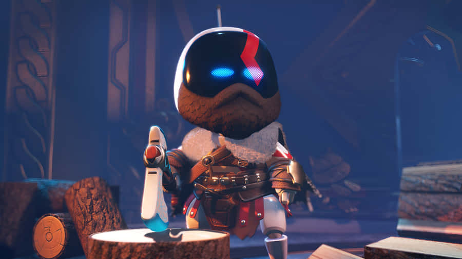 Astro Bot Exploring Mysterious Ruins Wallpaper