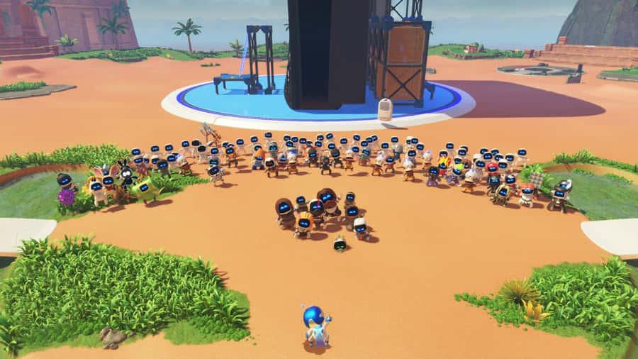 Astro Bot Gathering Scene Wallpaper