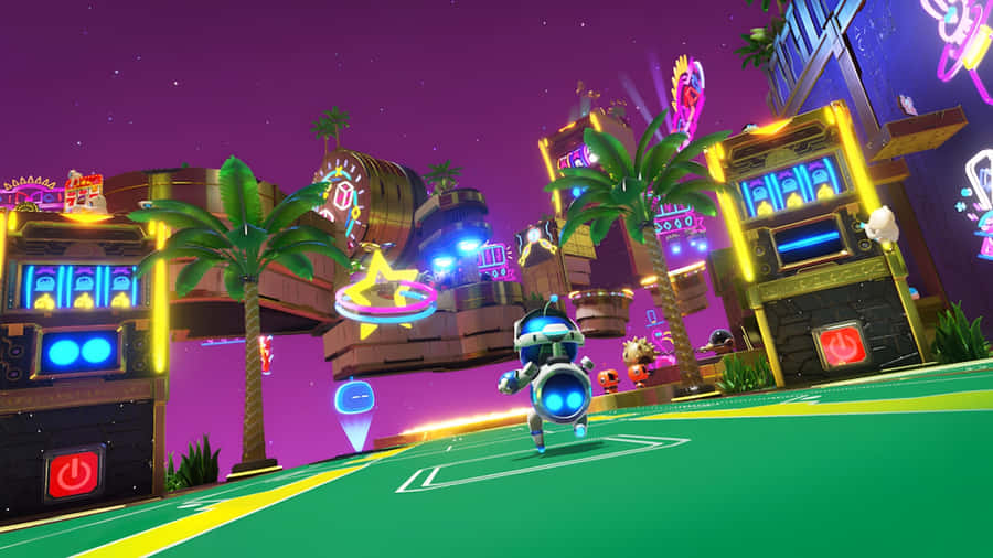Astro Bot Neon City Adventure Wallpaper