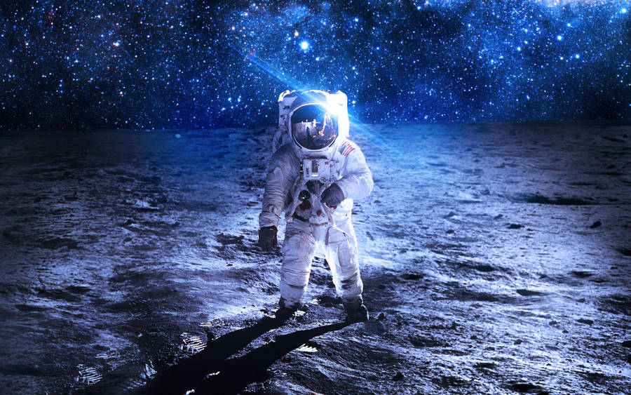 Astronaut Aesthetic Walking On Moon Wallpaper