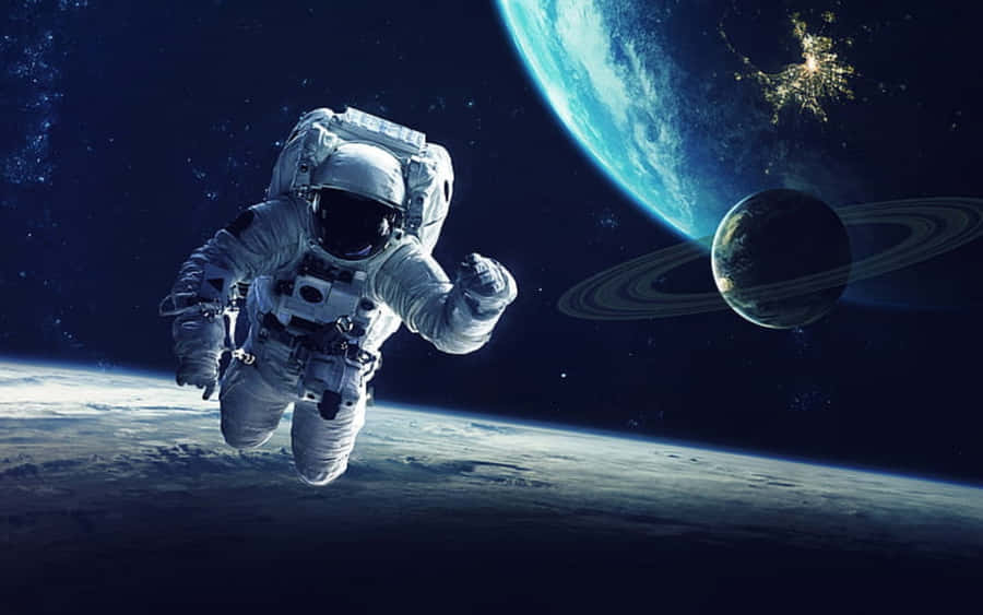 Astronaut Exploring The Outer Space In A Spacewalk Wallpaper