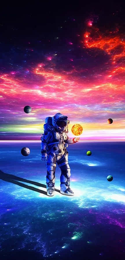 Astronaut Floating In Outer Space Wallpaper