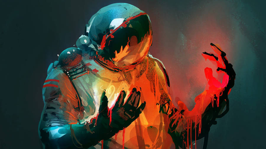 Astronaut Melting Gouache Art Wallpaper