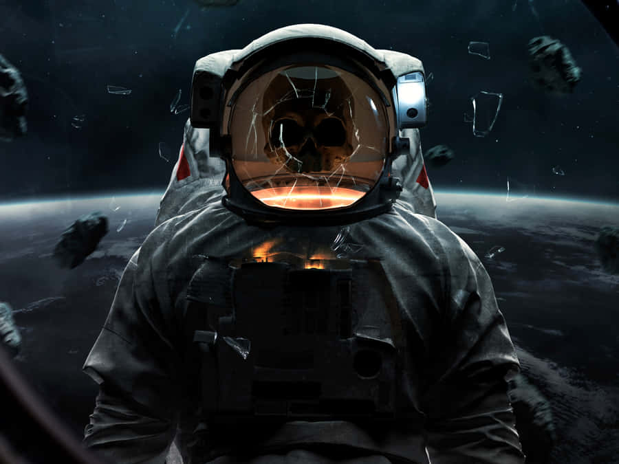 Astronaut Skull Space Horror Wallpaper