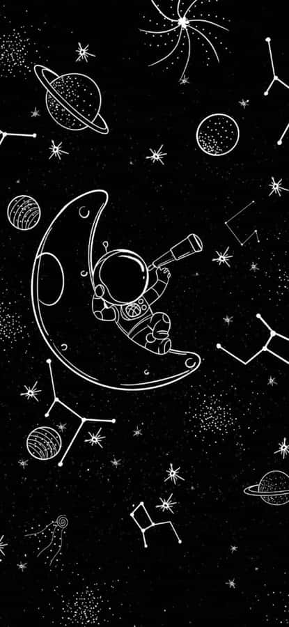 Astronautand Cosmic Elements Illustration Wallpaper