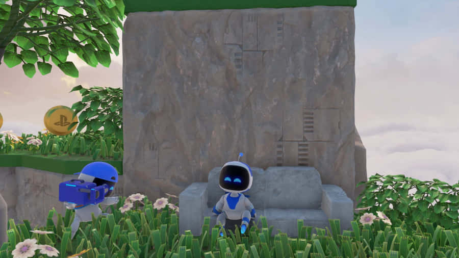 Astros Playroom Cute Robot Characters Wallpaper