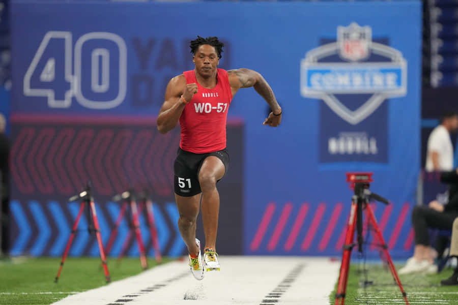 Athlete Running40 Yard Dashat N F L Combine Wallpaper