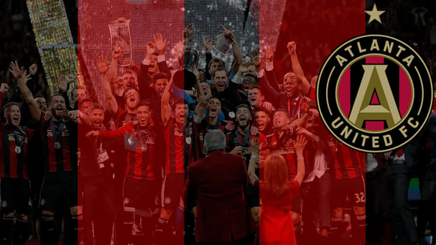 Atlanta United Fc Soccer Club Players And Logo Poster Art Wallpaper