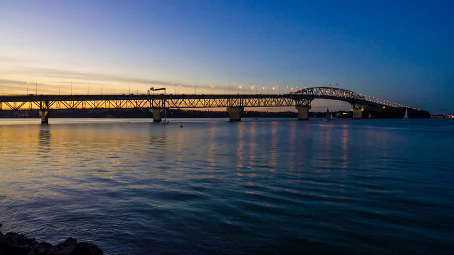 Auckland Harbour Bridge Dusk View Wallpaper