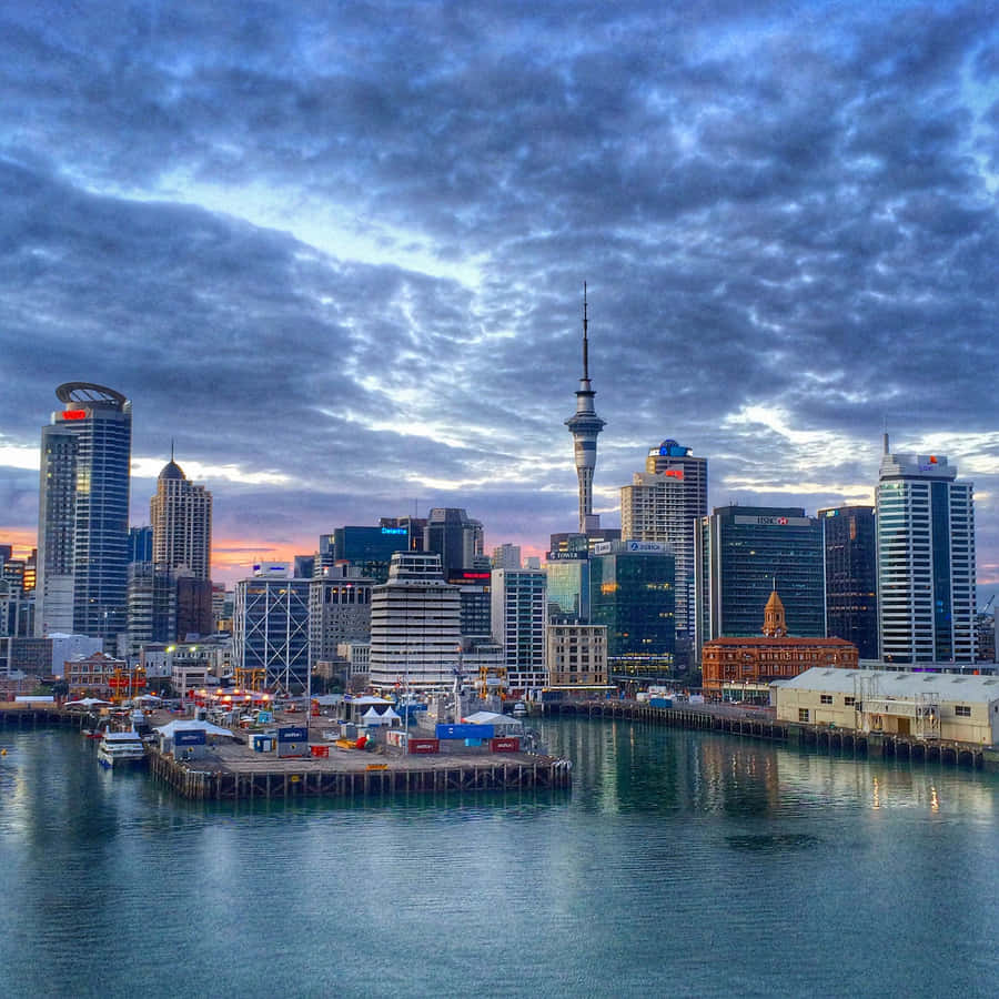 Auckland Skyline Dusk View Wallpaper
