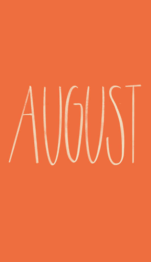 August Handwritten Style Orange Background Wallpaper