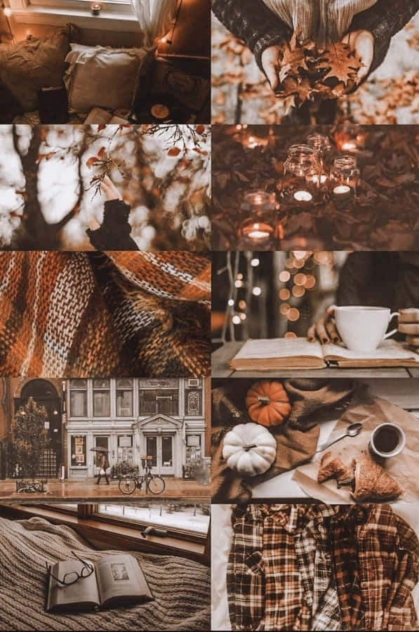 Autumn Cottagecore Aesthetic Collage Wallpaper