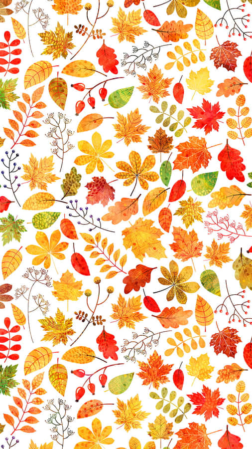 Autumn Leaves On A Phone Screen. Wallpaper