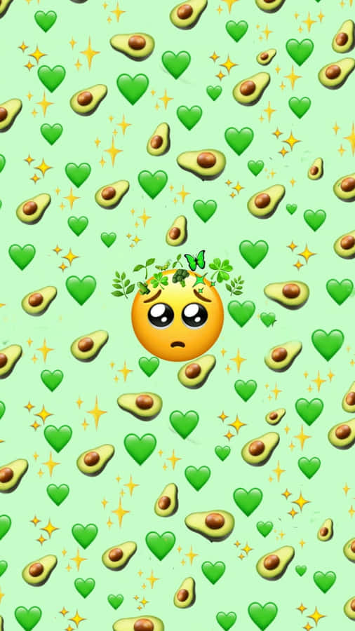 Avocado_ Love_ Emoji_ Pattern Wallpaper