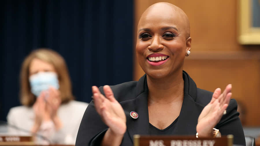 Ayanna Pressley Hands Apart Black Dress Wallpaper