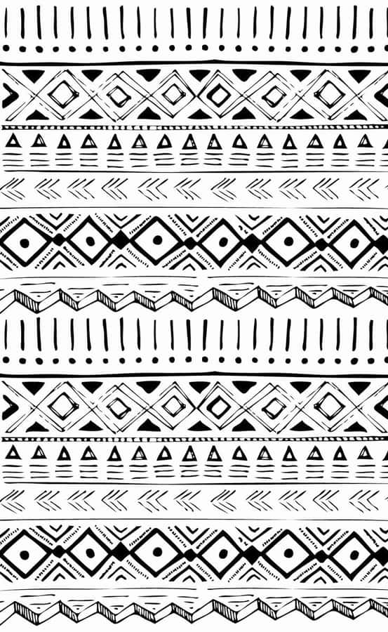 Aztec Geometric Black And White Pattern Wallpaper