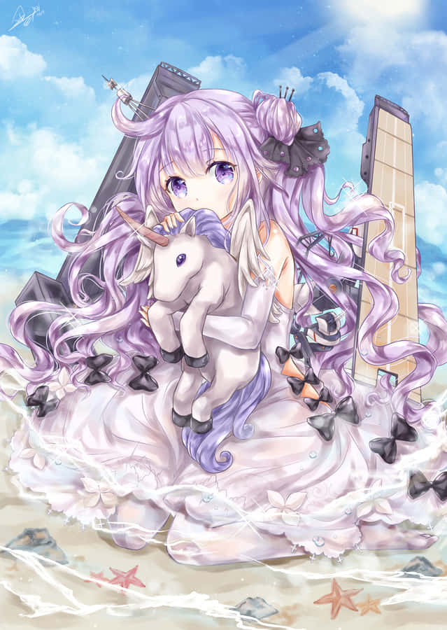 Azur Lane Unicorn With Plushie Wallpaper