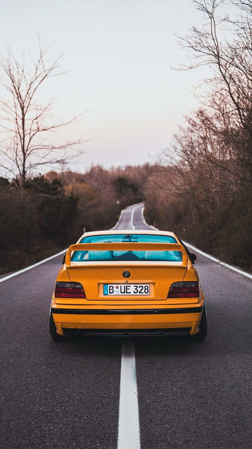 B M W E36 Yellow On Road Wallpaper