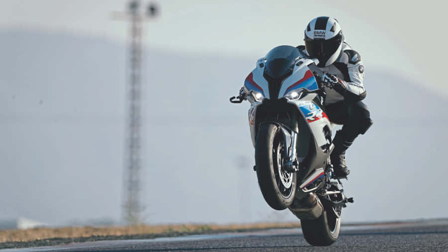 B M W S1000 R R Wheelie Action Wallpaper