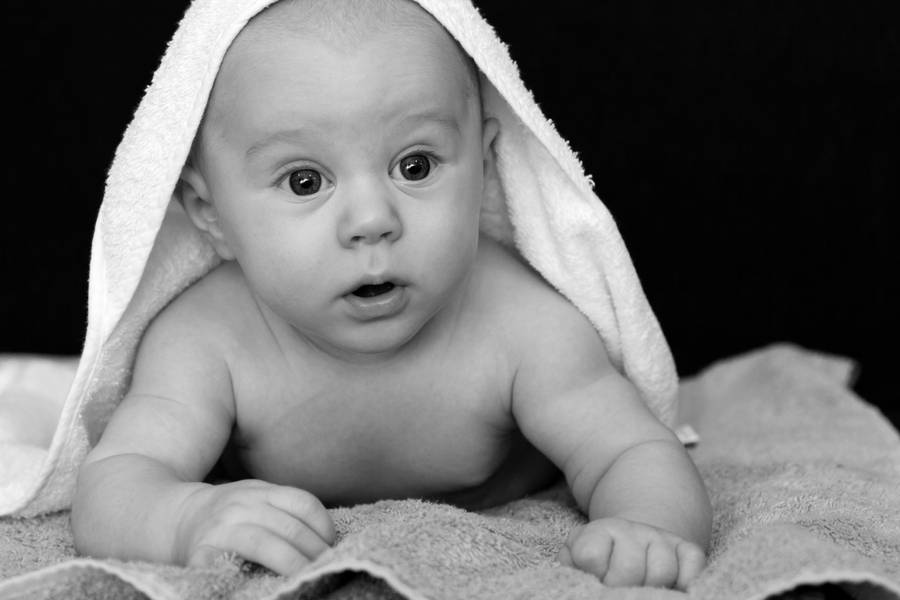 B&w Very Cute Baby Wallpaper