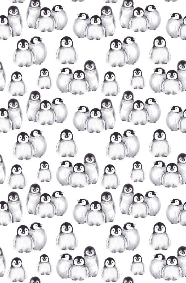 Baby Penguin Pattern Art Wallpaper