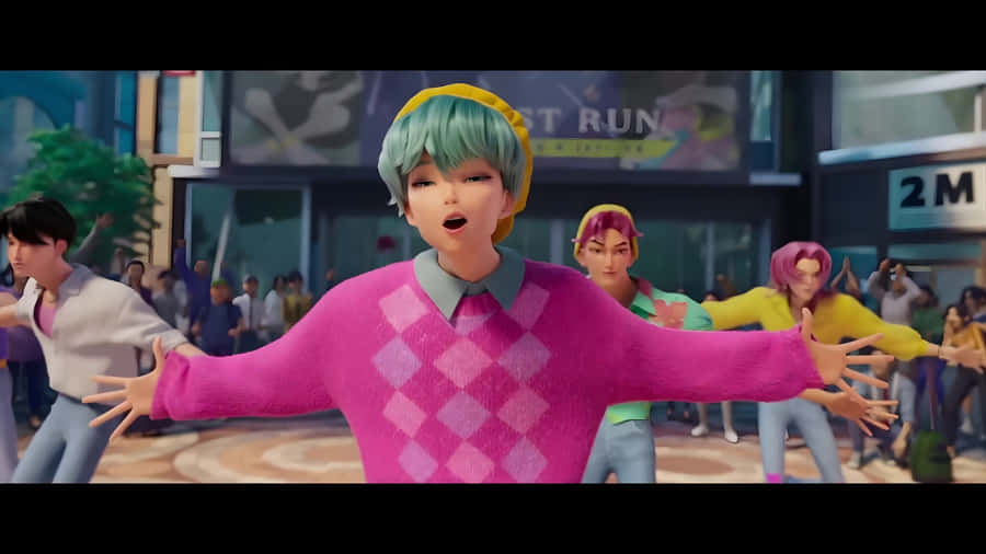 Baby Saja Animated Dance Scene Wallpaper