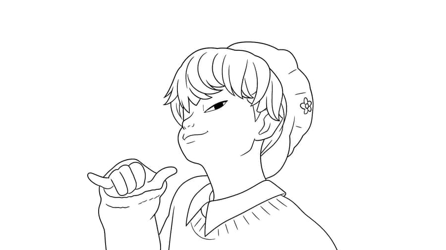 Baby Saja Cute Cartoon Sketch Wallpaper