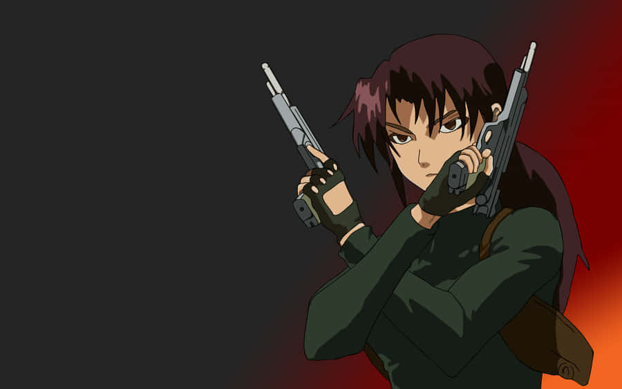 Bad-ass Mercenary Revy In Action In A Black Lagoon Scene Wallpaper