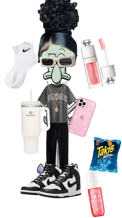 Baddie Squidward Trendy Accessories Wallpaper