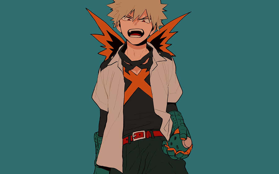 Bakugou Aesthetic Desktop Green Background Wallpaper