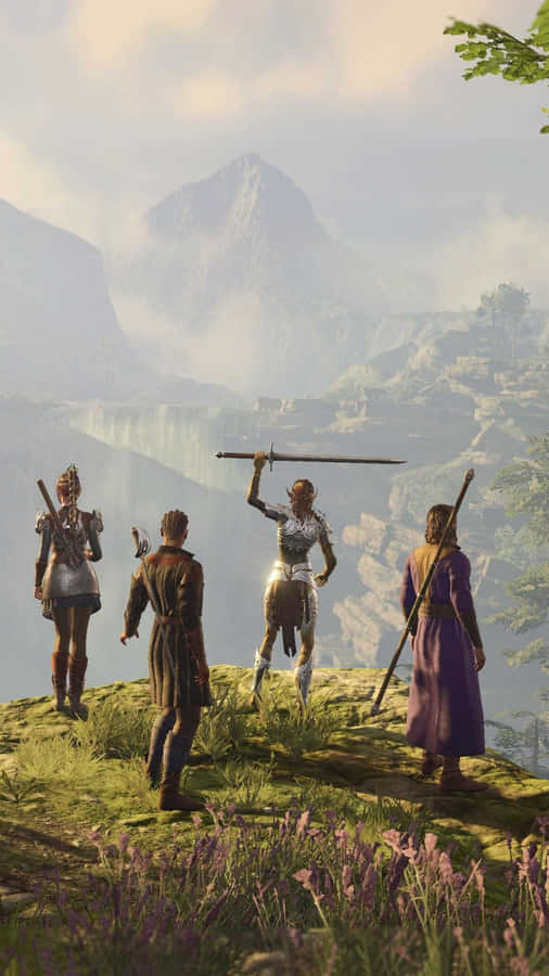 Baldurs Gate3 Adventurers Overlooking Valley Wallpaper