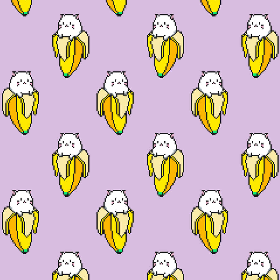 Banana Cat Pattern Background Wallpaper