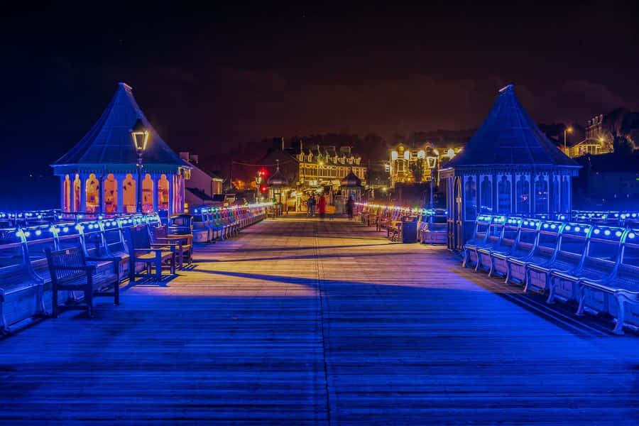 Bangor Pier Night Lights Wallpaper