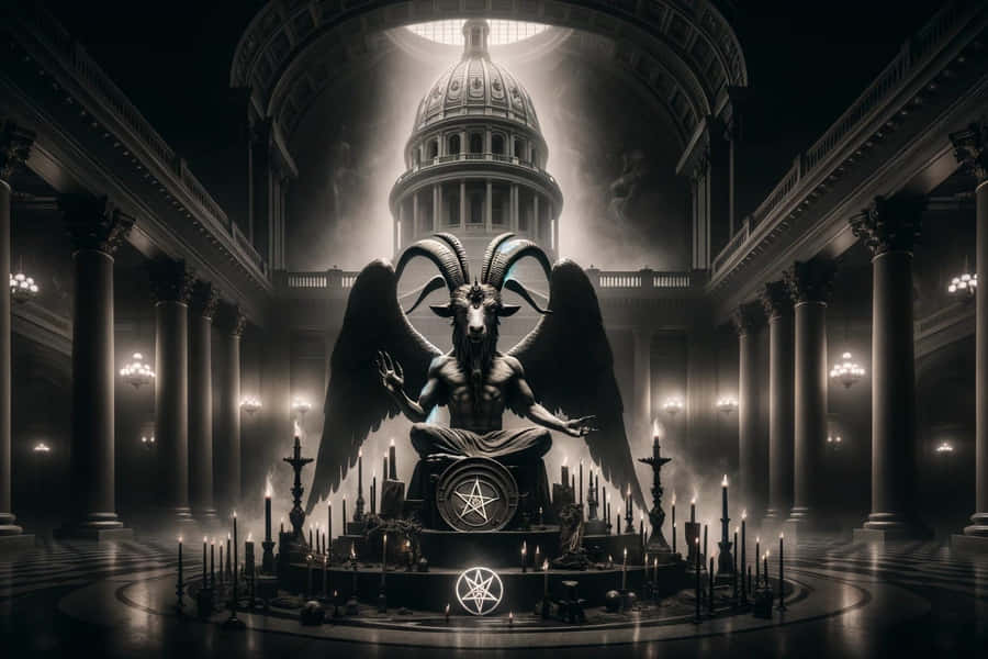Baphomet Statuein Grand Hall Wallpaper
