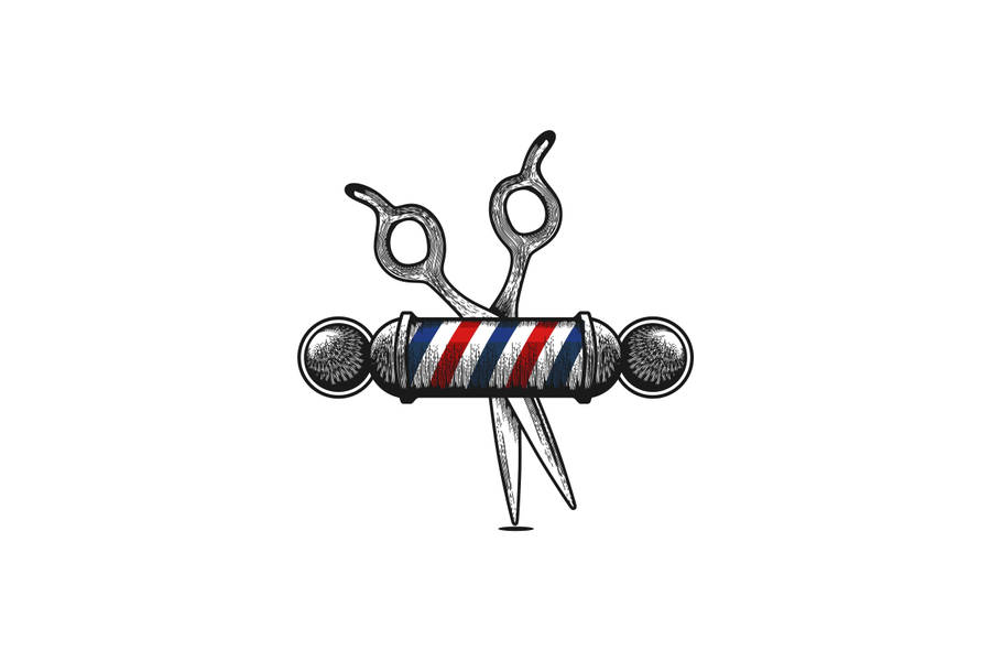 Barber Pole And Scissors Art Wallpaper